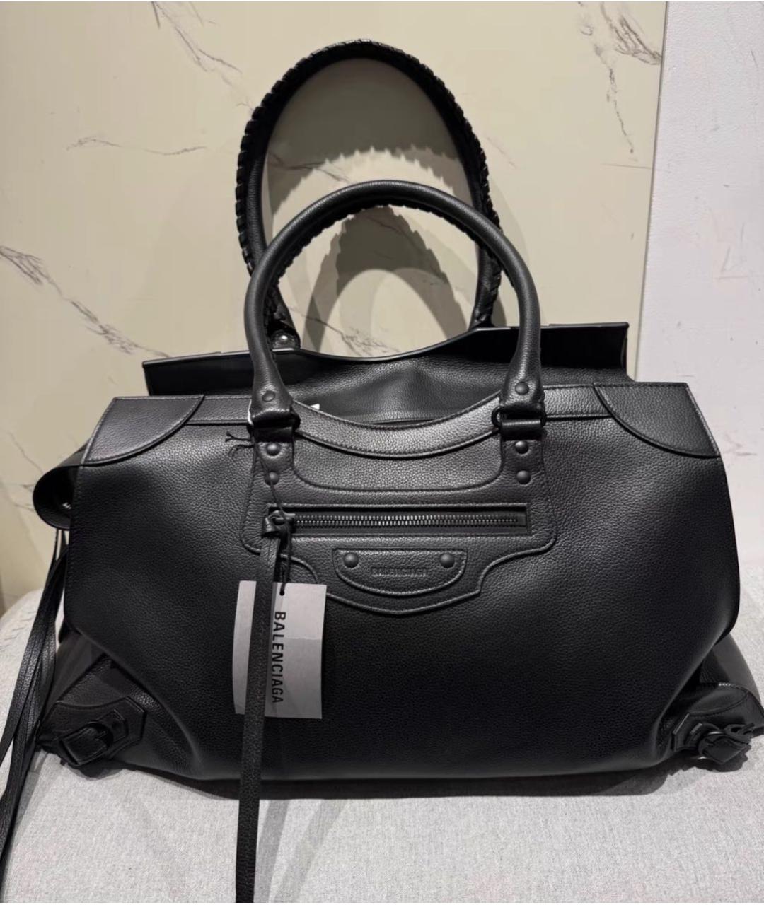 BALENCIAGA Черная кожаная сумка с короткими ручками, фото 2