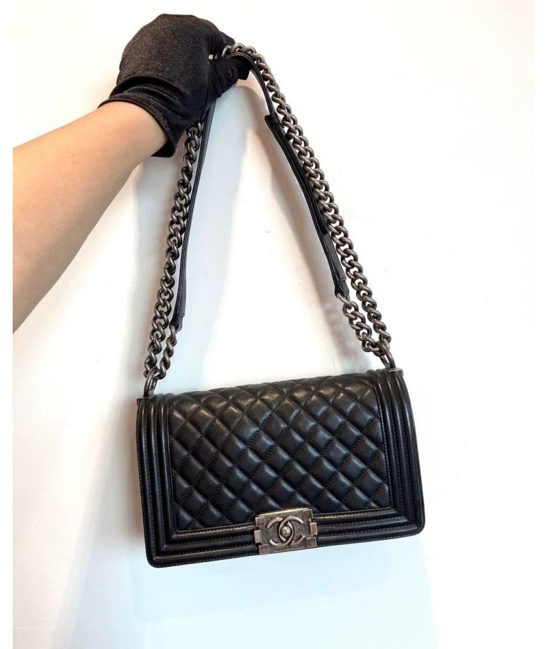 CHANEL Черная кожаная сумка через плечо, фото 8