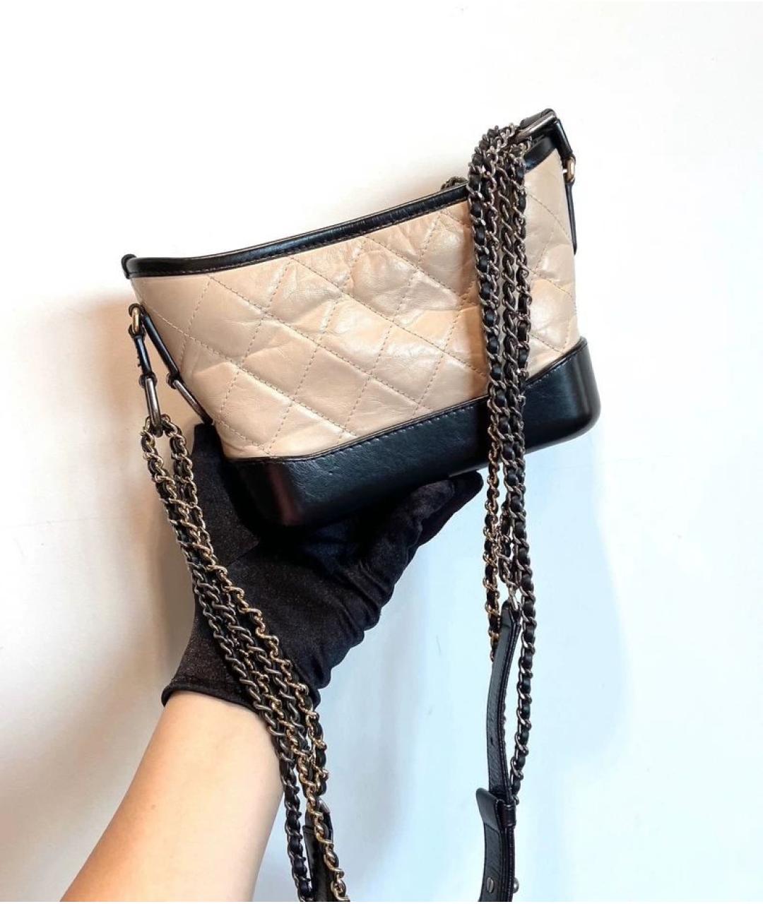 CHANEL Бежевая кожаная сумка через плечо, фото 3
