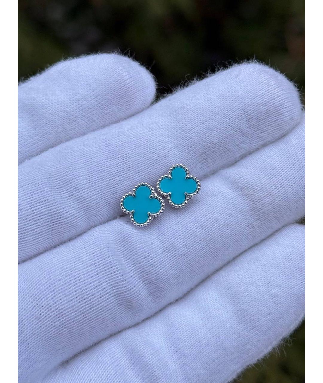VAN CLEEF & ARPELS Бирюзовые серьги из белого золота, фото 3