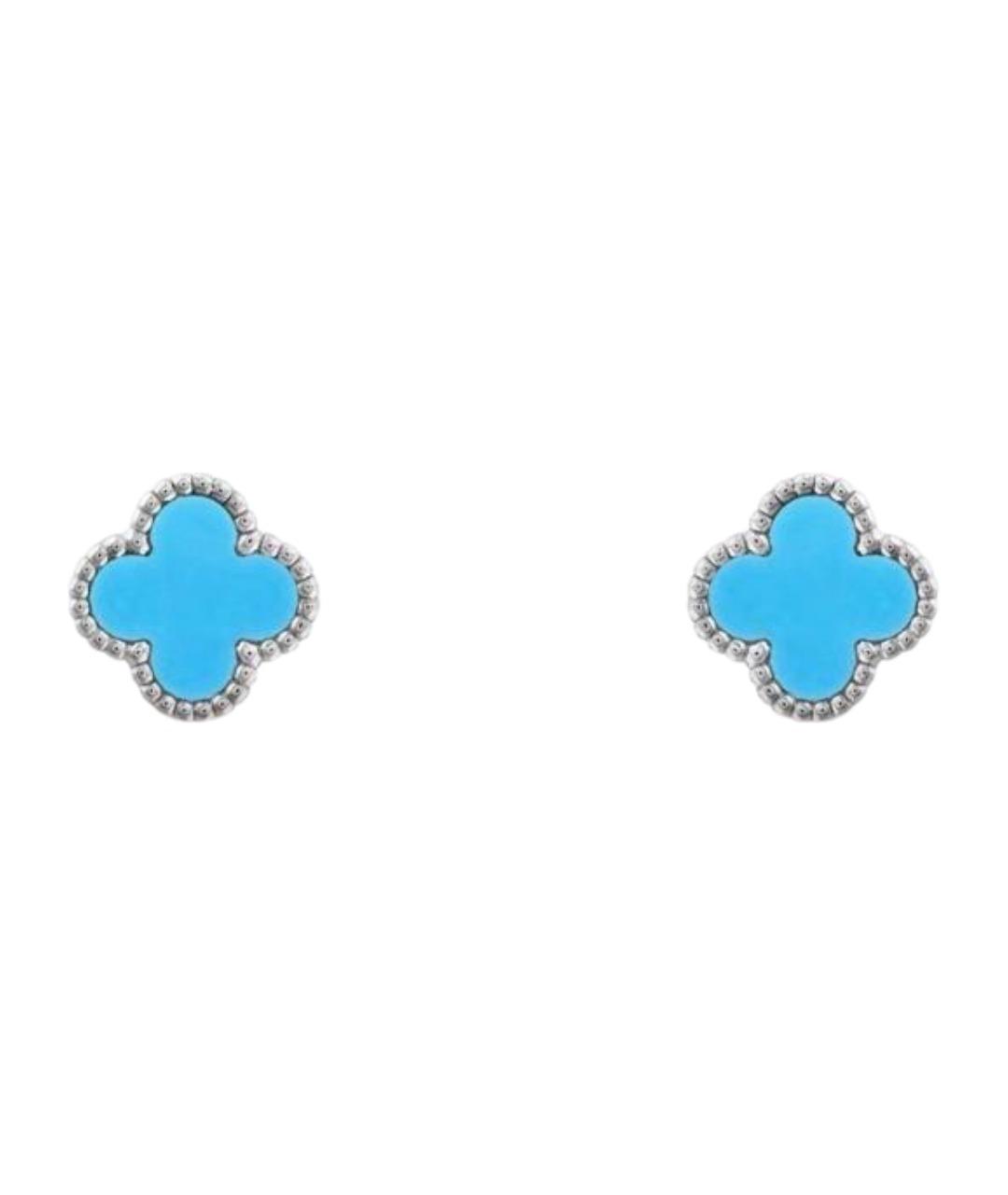 VAN CLEEF & ARPELS Бирюзовые серьги из белого золота, фото 1