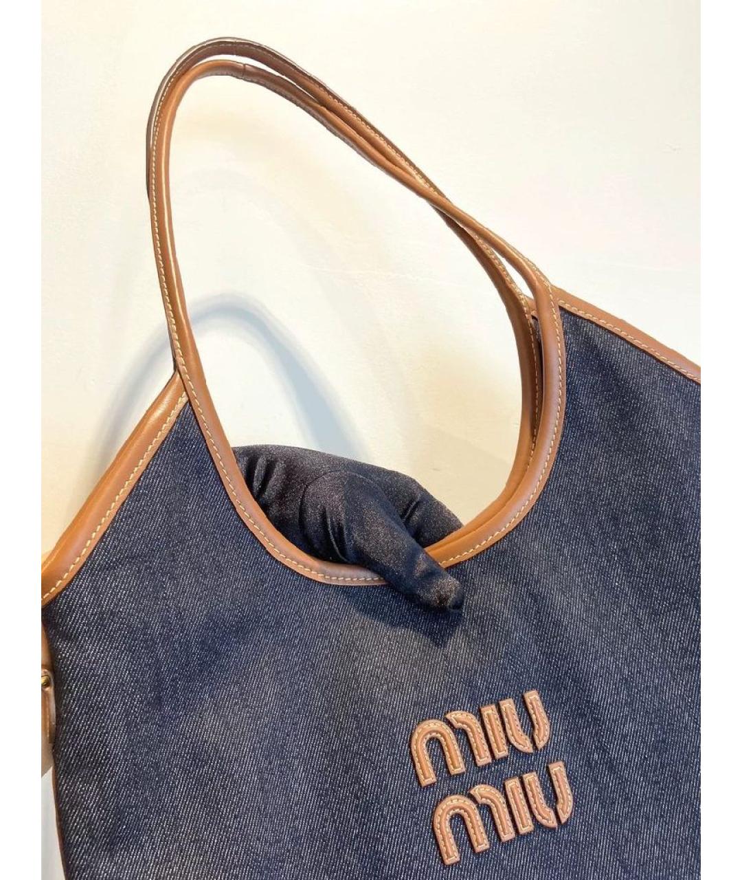 MIU MIU Синяя деним сумка тоут, фото 3