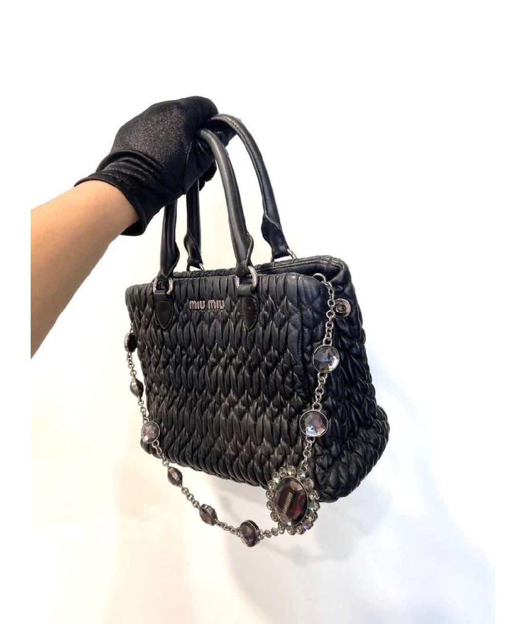 MIU MIU Черная кожаная сумка через плечо, фото 2