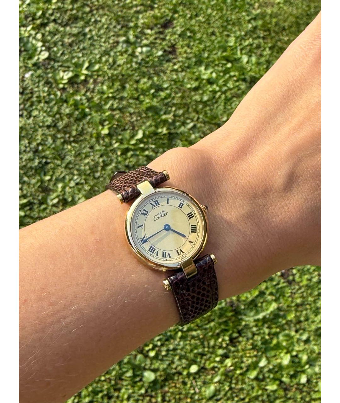 CARTIER Коричневые позолоченные часы, фото 6