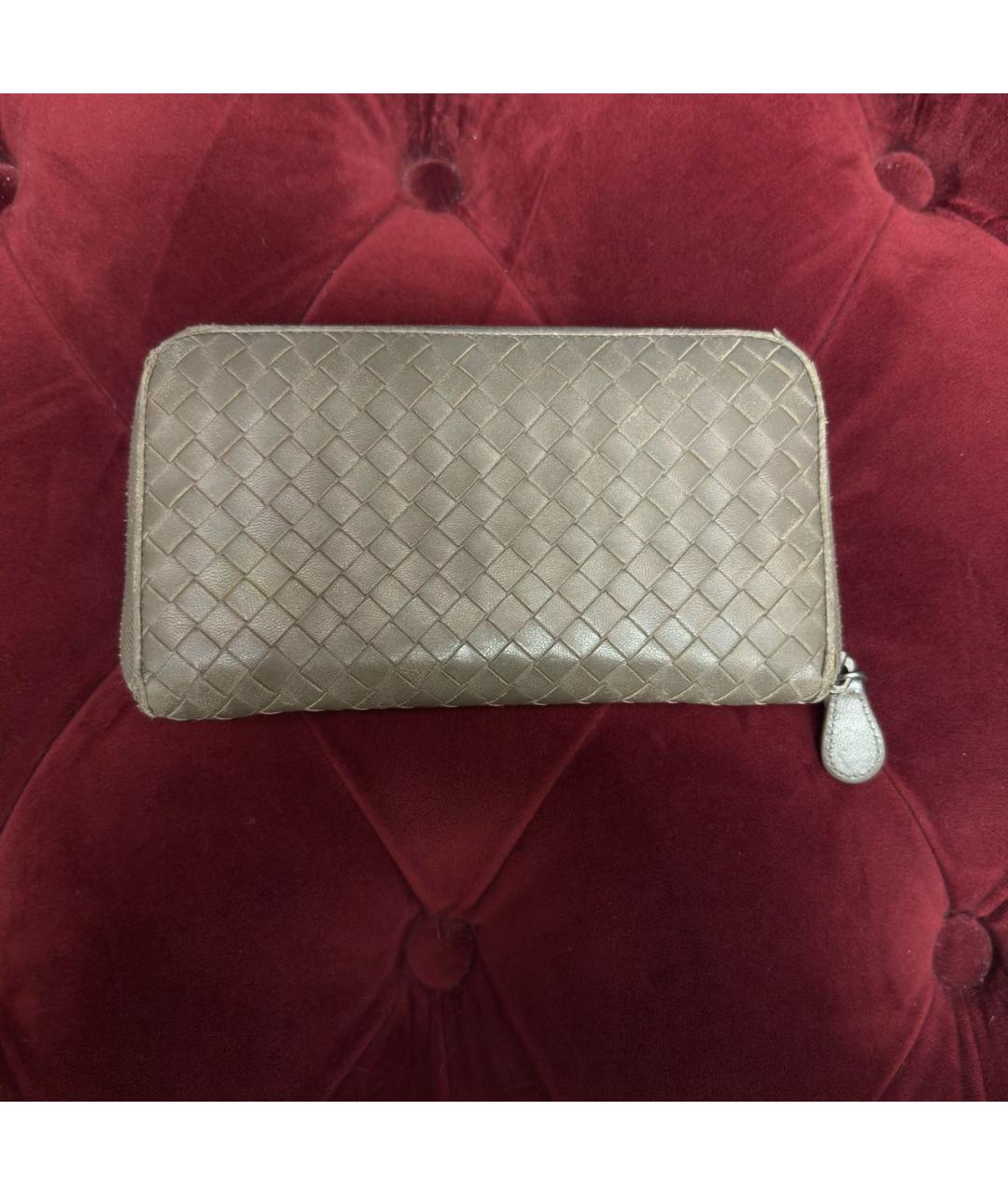 BOTTEGA VENETA Серый кожаный кошелек, фото 7