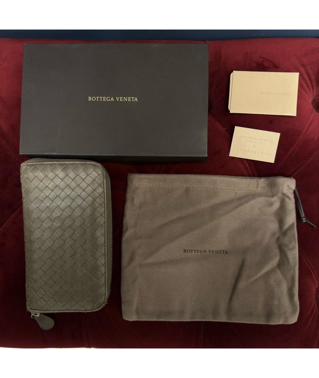 BOTTEGA VENETA Серый кожаный кошелек, фото 5
