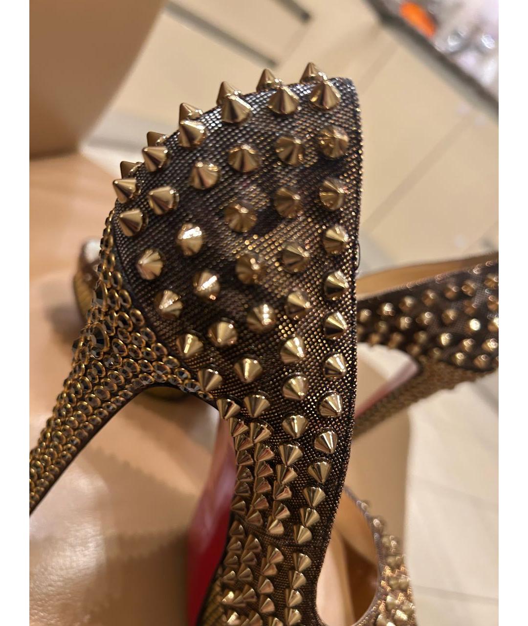 CHRISTIAN LOUBOUTIN Золотые кожаные туфли, фото 5
