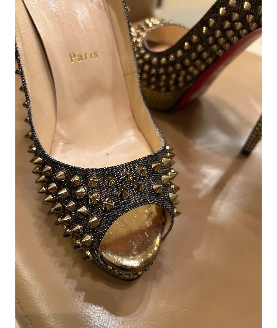 CHRISTIAN LOUBOUTIN Золотые кожаные туфли, фото 6