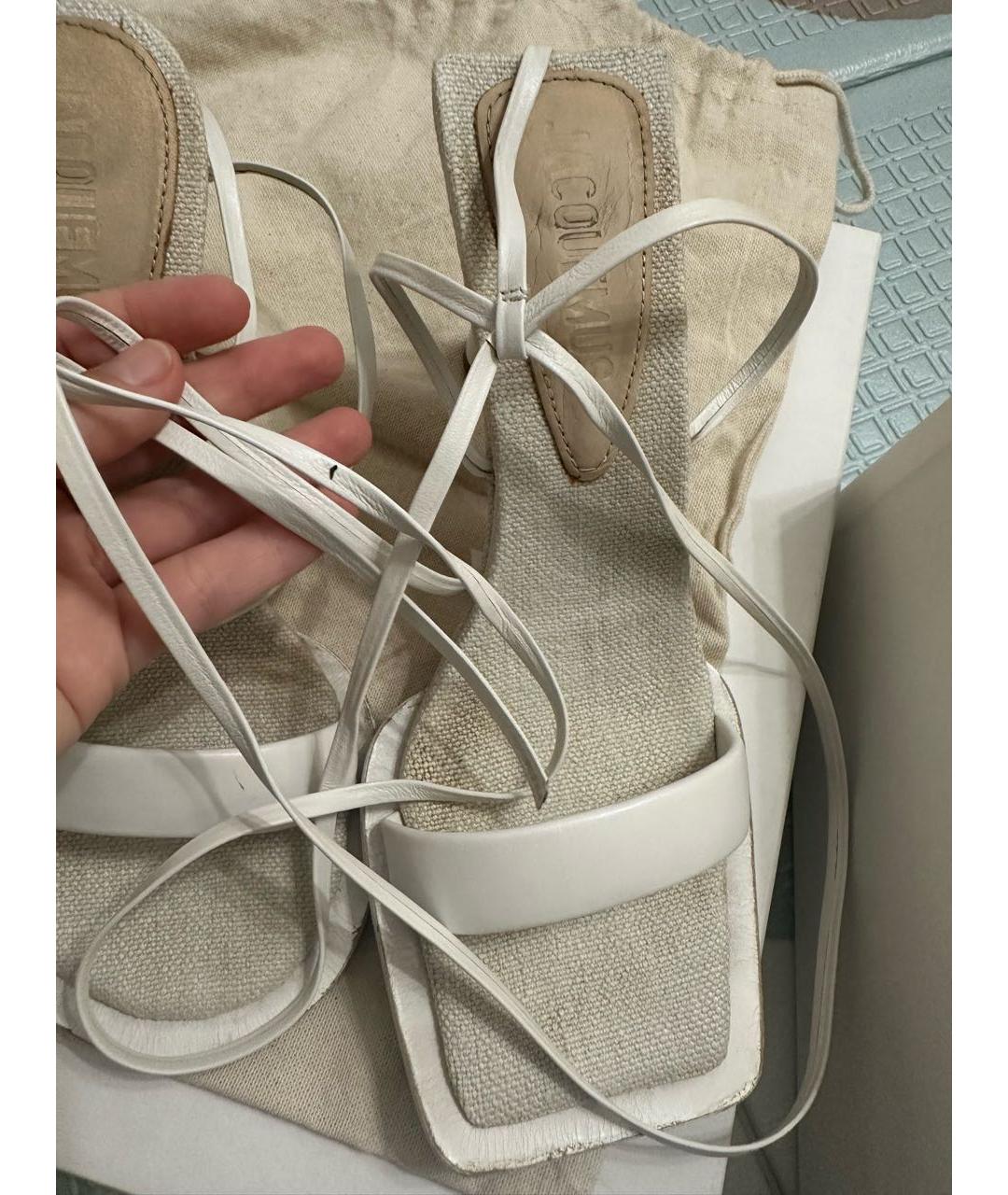 JACQUEMUS Белые кожаные босоножки, фото 8
