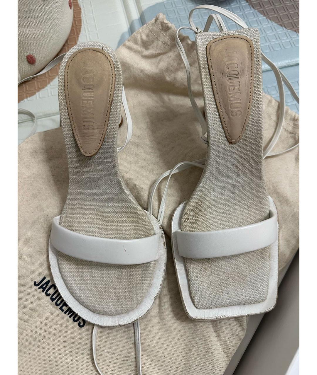 JACQUEMUS Белые кожаные босоножки, фото 2