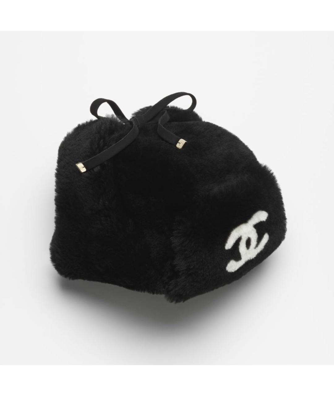 CHANEL Черная шерстяная шапка, фото 2
