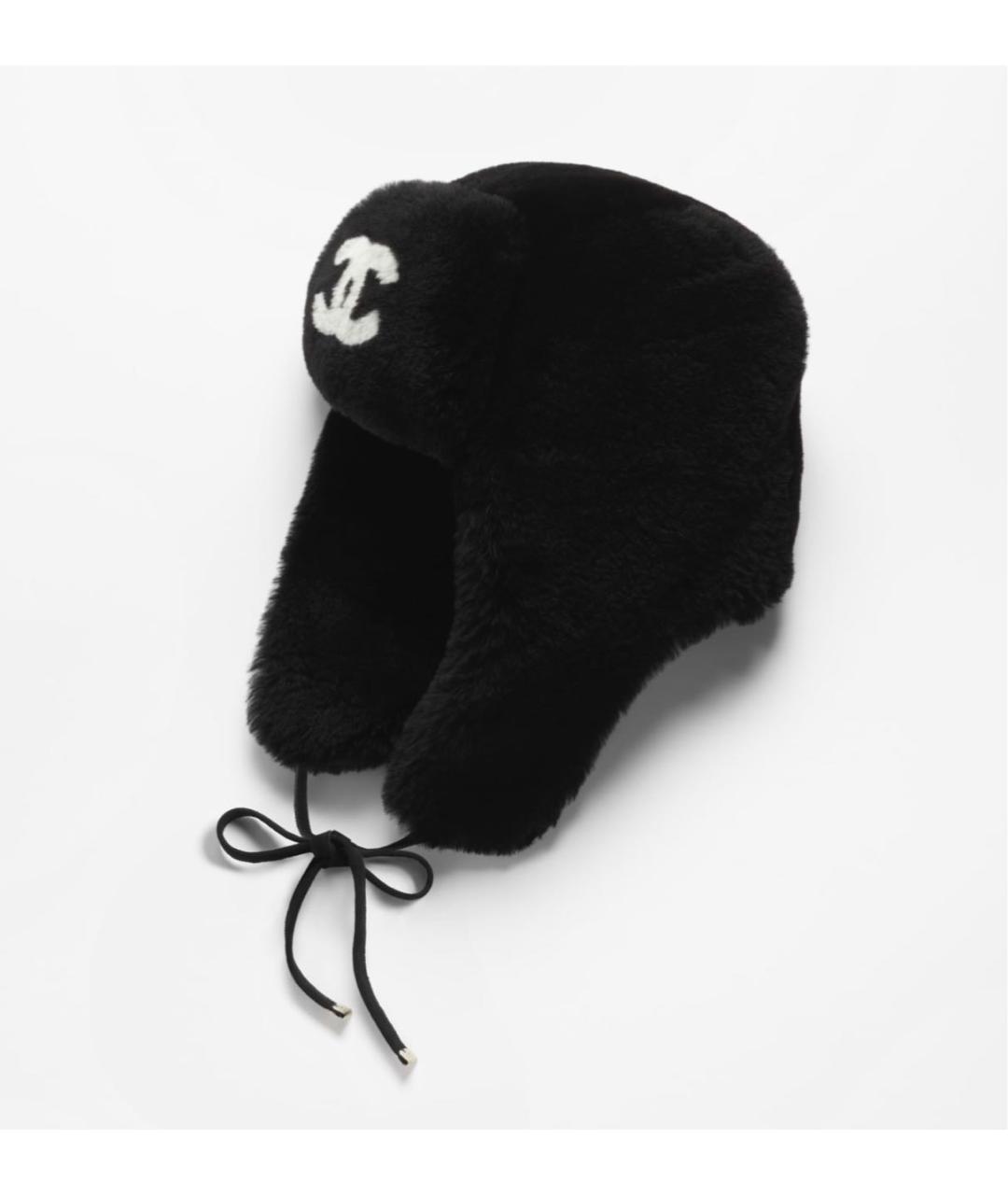 CHANEL Черная шерстяная шапка, фото 3