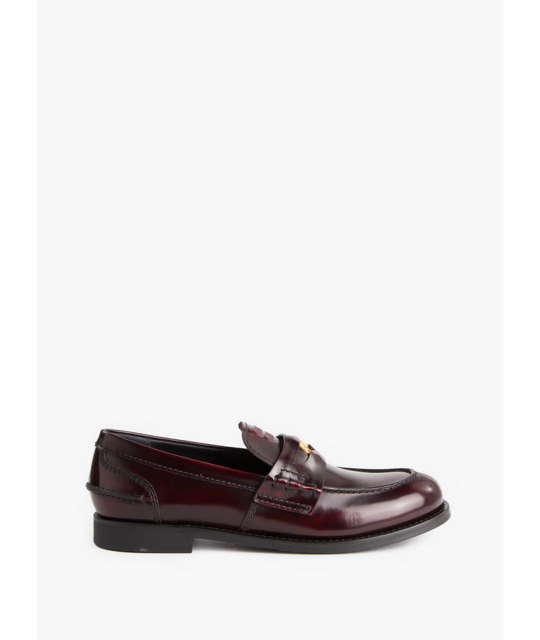 MIU MIU Бордовые кожаные лоферы, фото 4