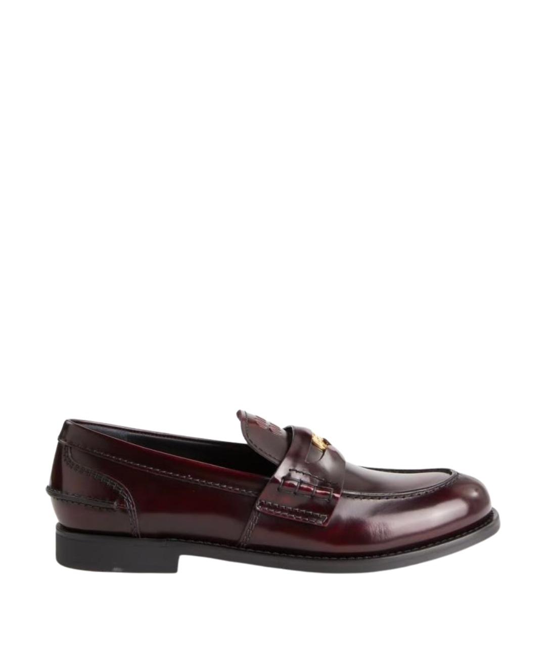 MIU MIU Бордовые кожаные лоферы, фото 1