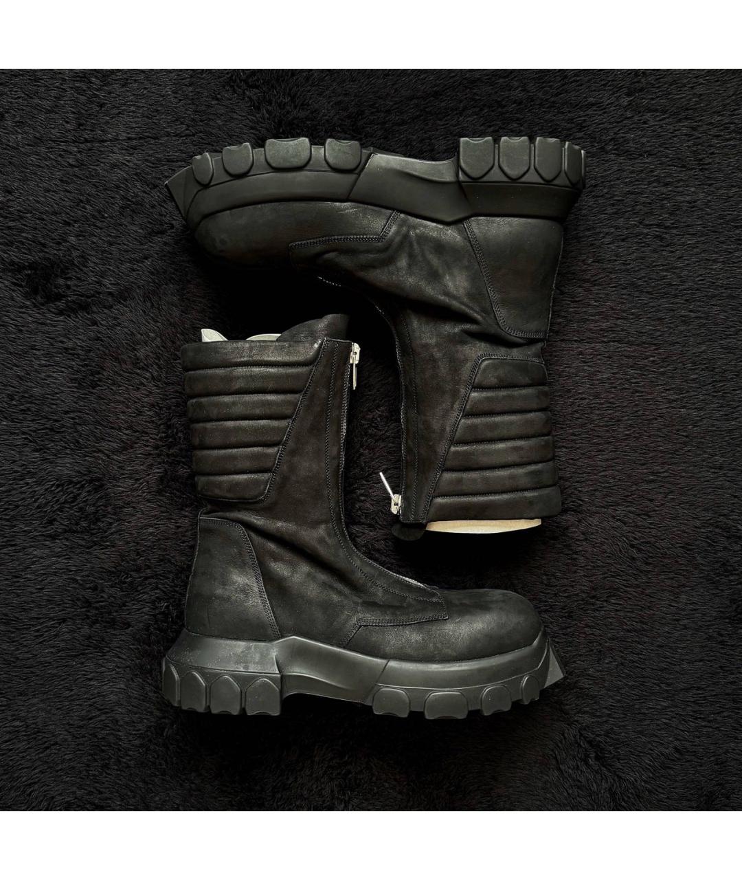 RICK OWENS Черные кожаные высокие ботинки, фото 3