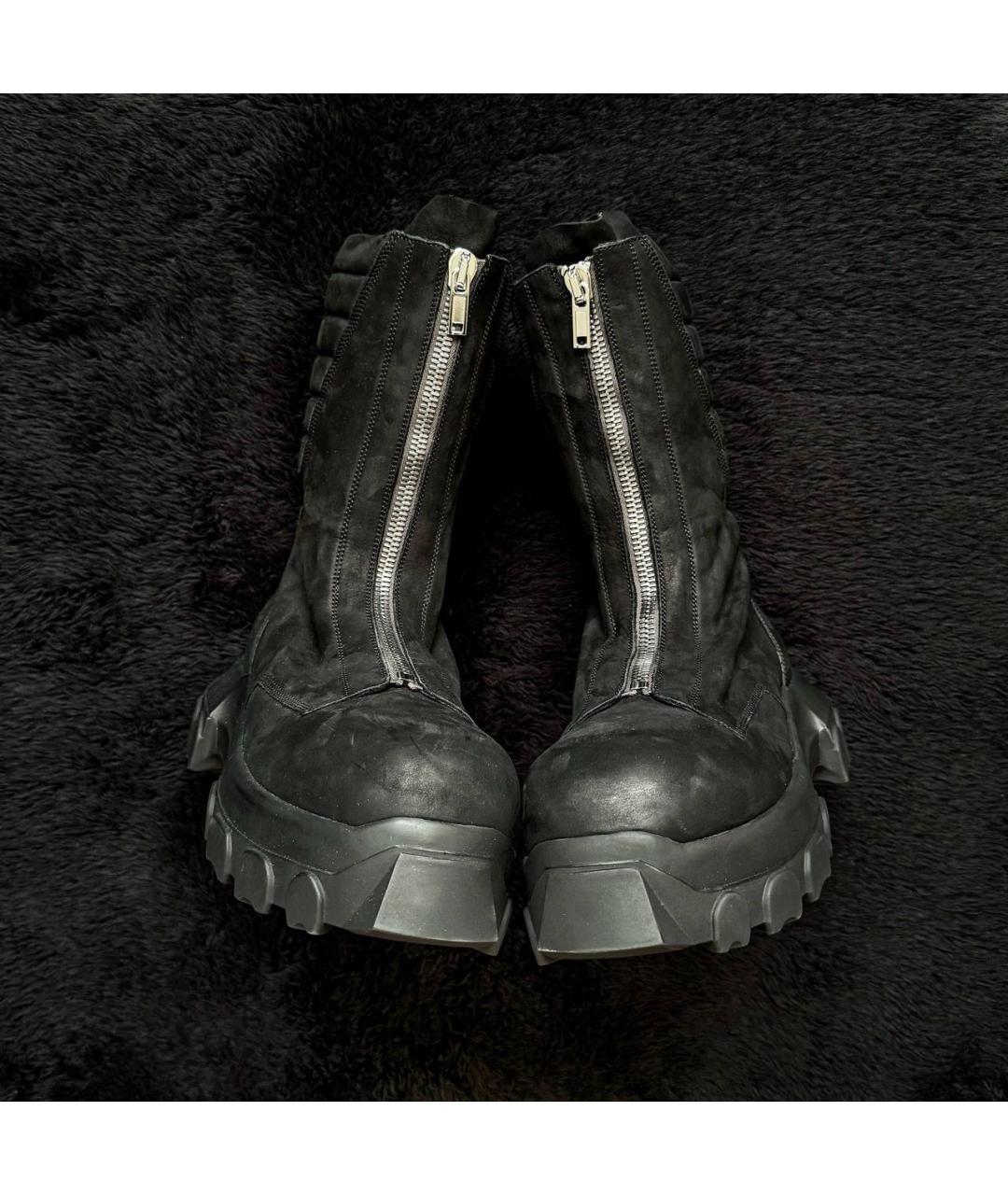 RICK OWENS Черные кожаные высокие ботинки, фото 2