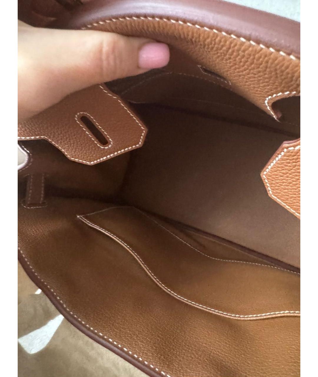 HERMES Коричневая кожаная сумка с короткими ручками, фото 5