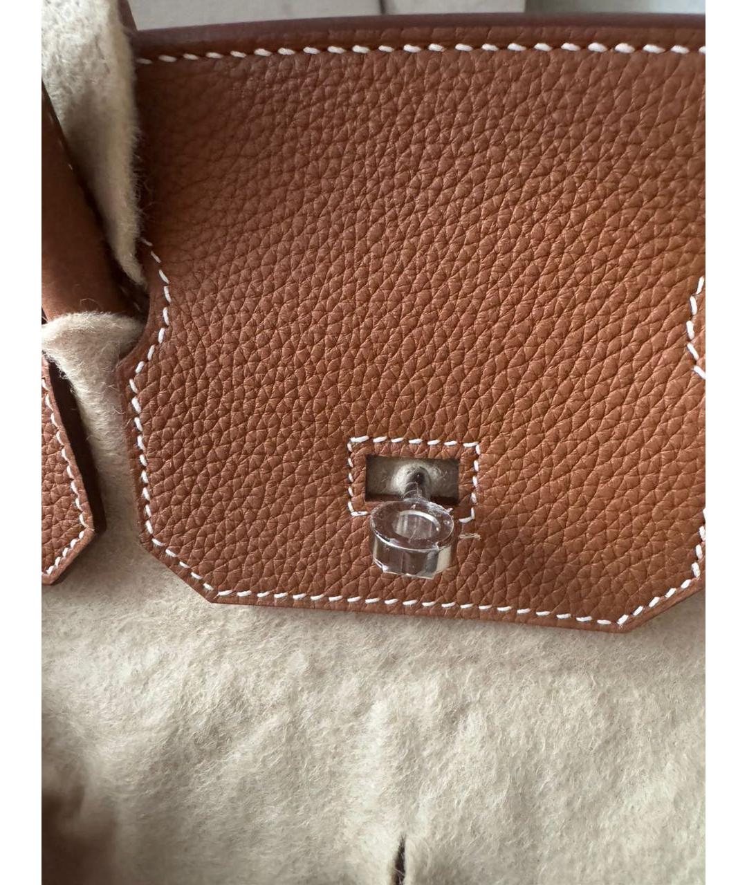 HERMES Коричневая кожаная сумка с короткими ручками, фото 6