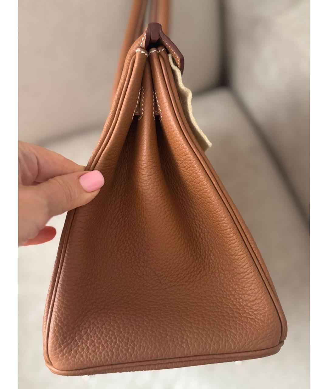 HERMES Коричневая кожаная сумка с короткими ручками, фото 8