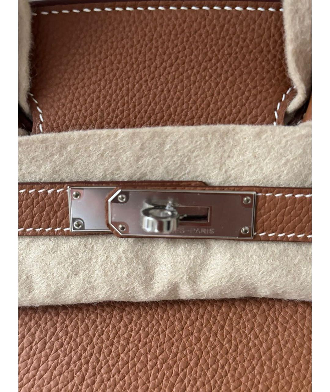 HERMES Коричневая кожаная сумка с короткими ручками, фото 7