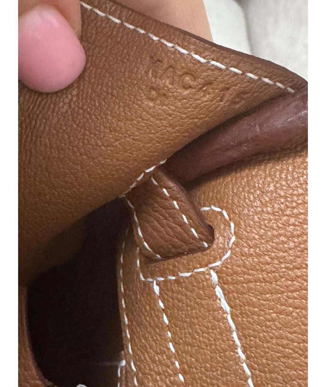 HERMES Коричневая кожаная сумка с короткими ручками, фото 4