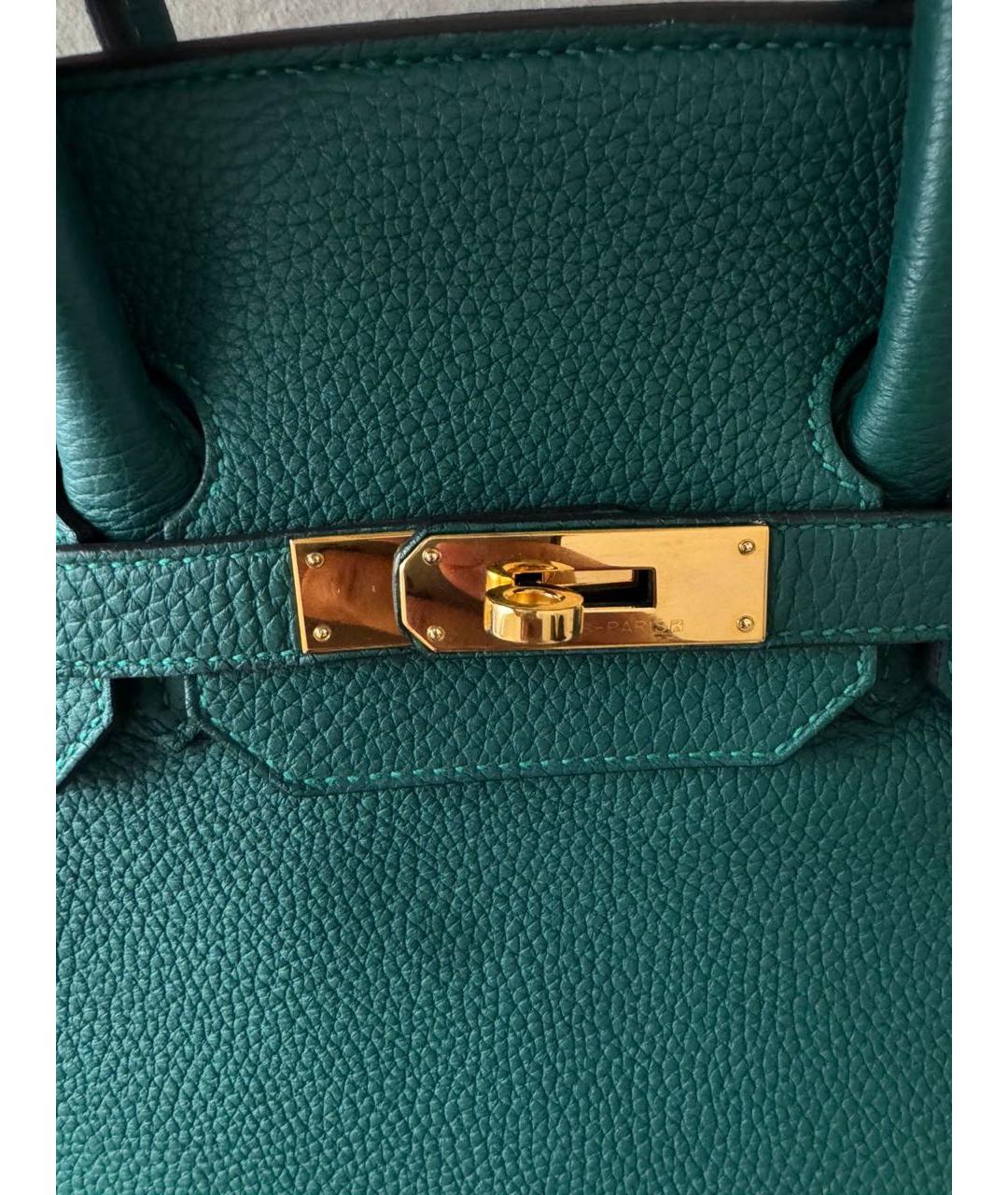 HERMES Зеленая кожаная сумка с короткими ручками, фото 7