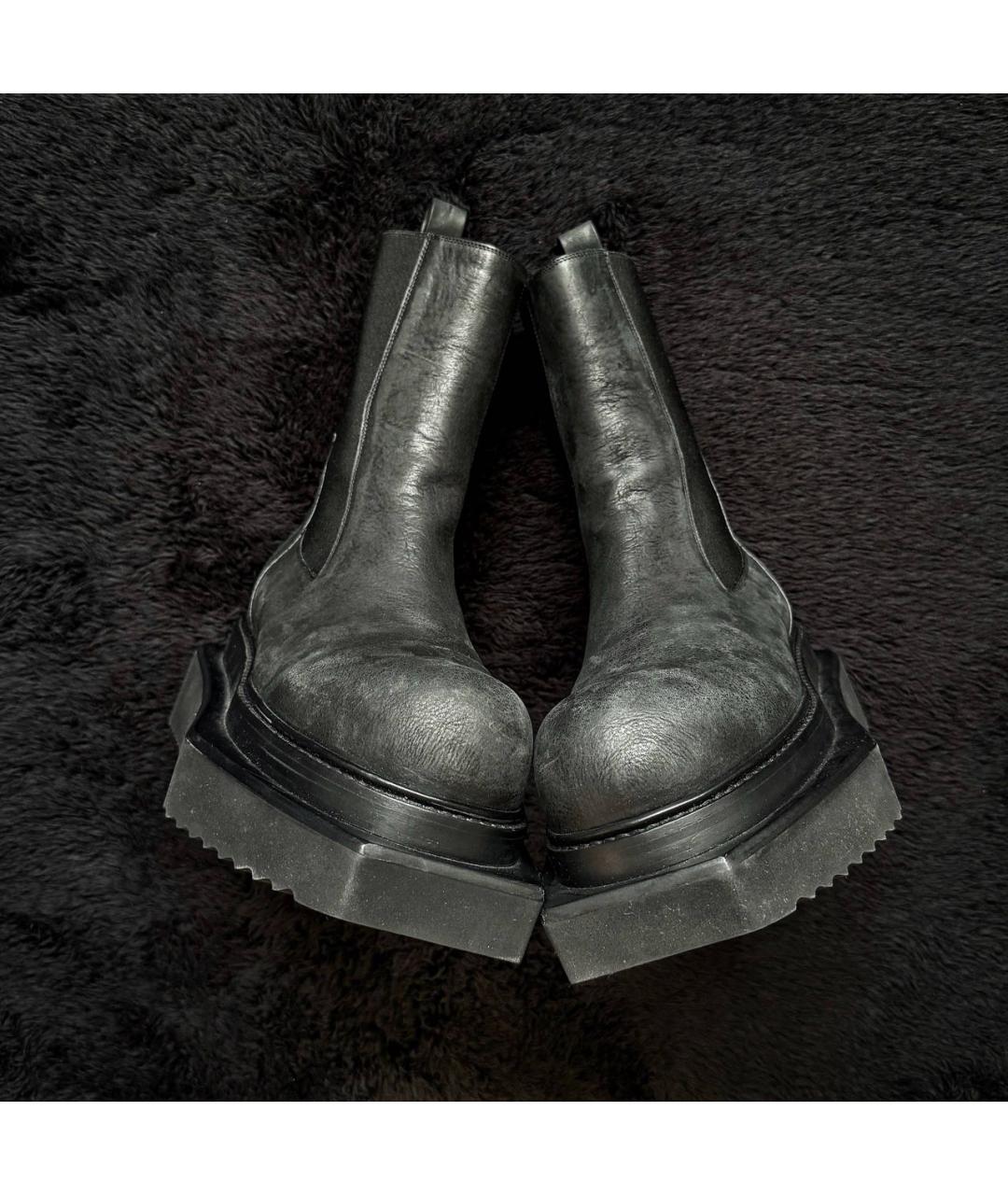 RICK OWENS Черные кожаные высокие ботинки, фото 2