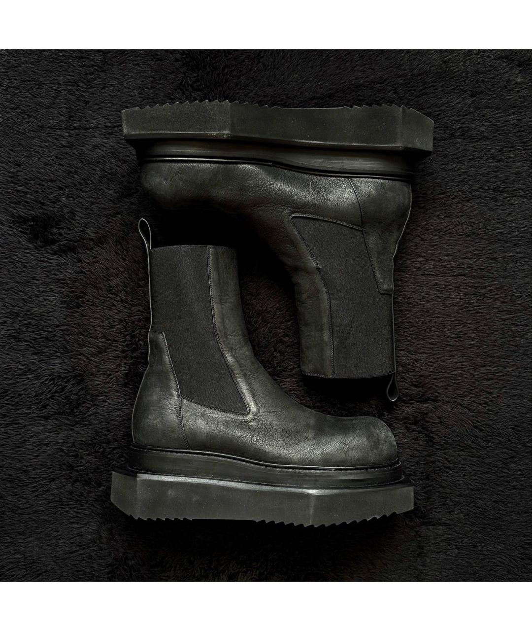 RICK OWENS Черные кожаные высокие ботинки, фото 3