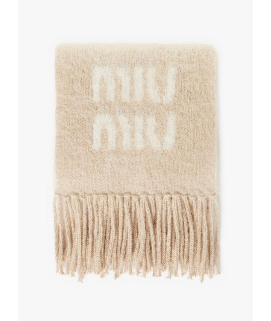 MIU MIU Бежевый шарф, фото 3