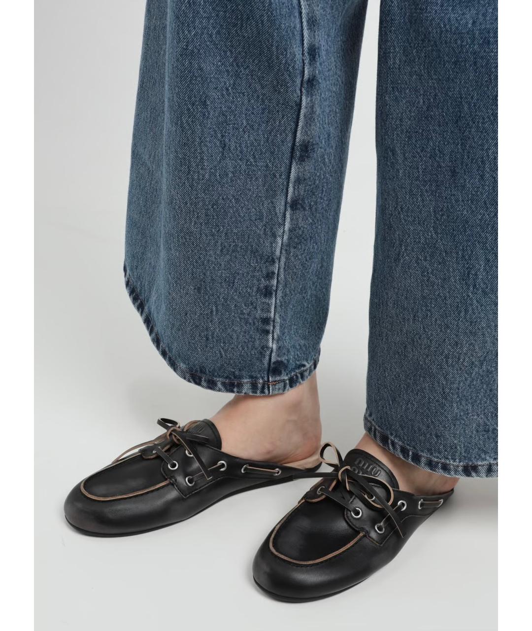 MIU MIU Черные кожаные мюли, фото 4