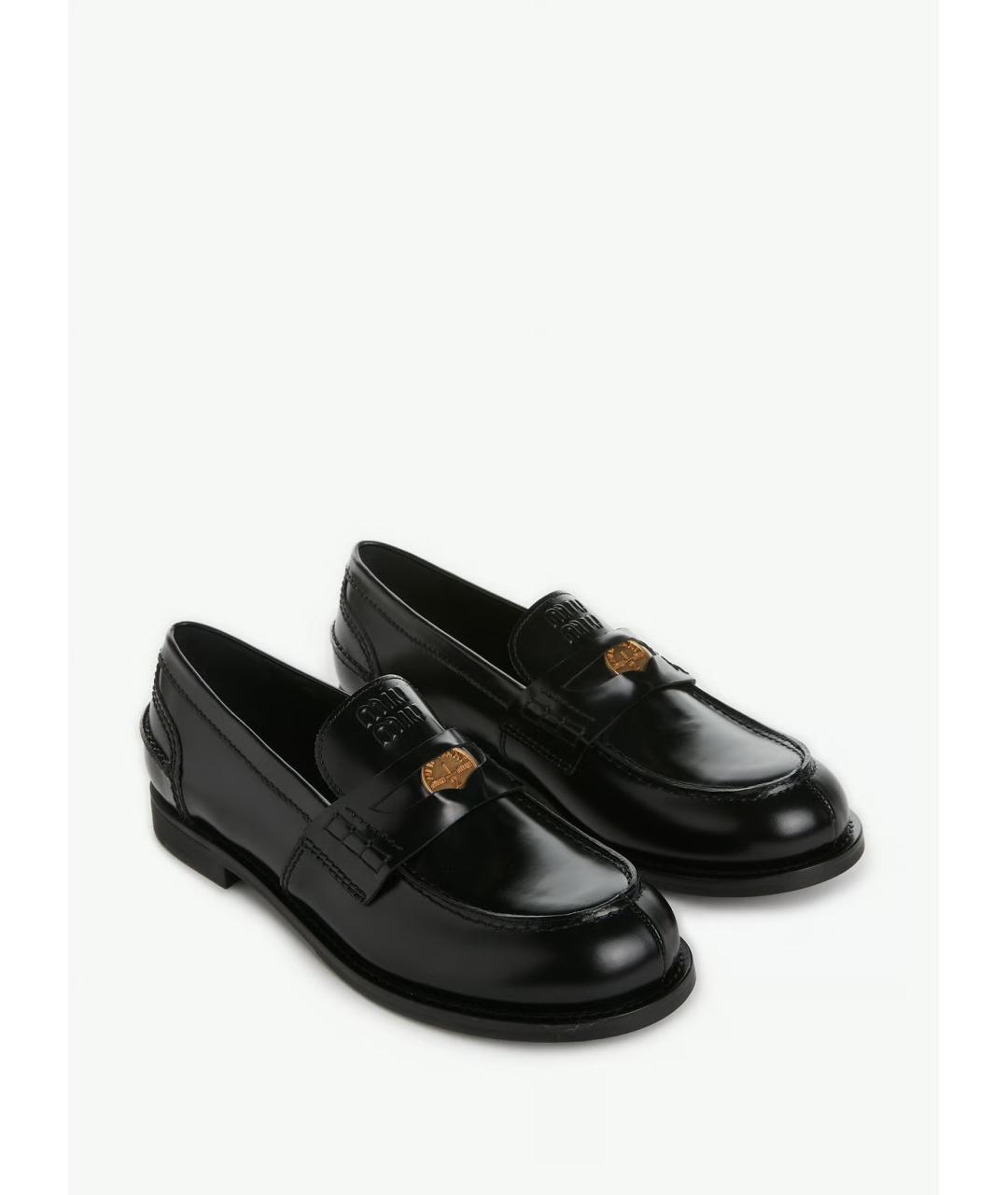 MIU MIU Черные кожаные лоферы, фото 2