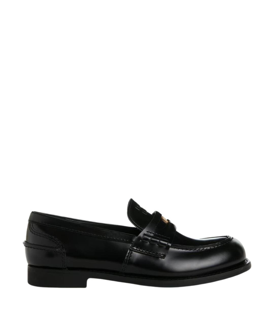 MIU MIU Черные кожаные лоферы, фото 1