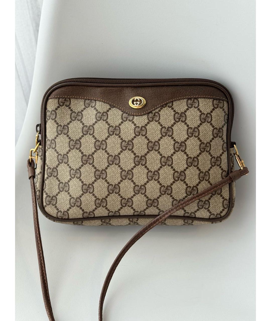 GUCCI Коричневая кожаная сумка через плечо, фото 9