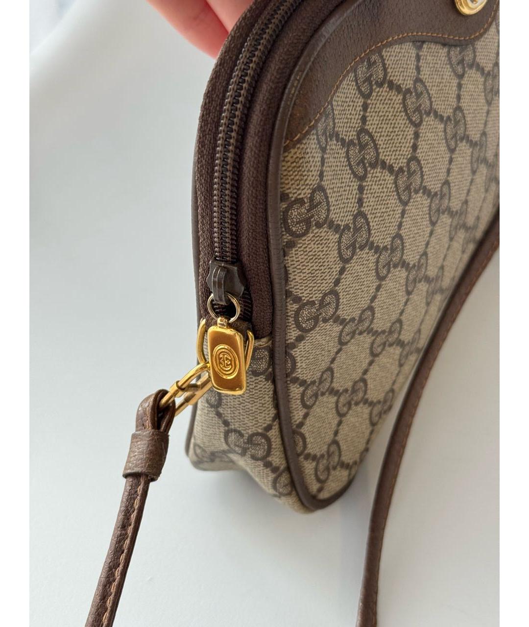 GUCCI Коричневая кожаная сумка через плечо, фото 4