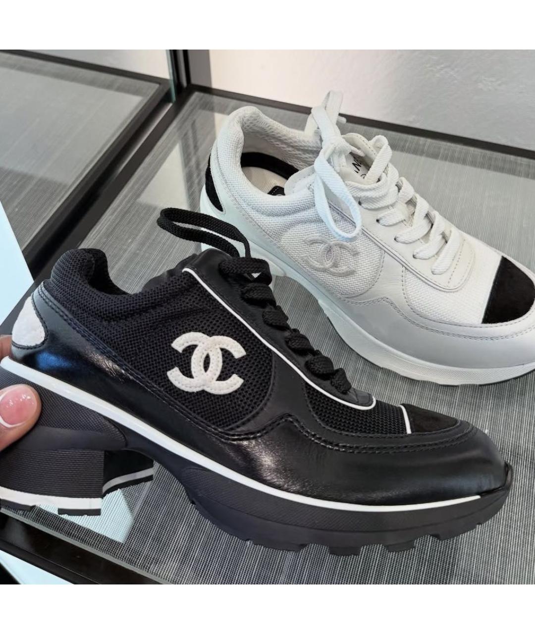 CHANEL Черные кожаные кроссовки, фото 2