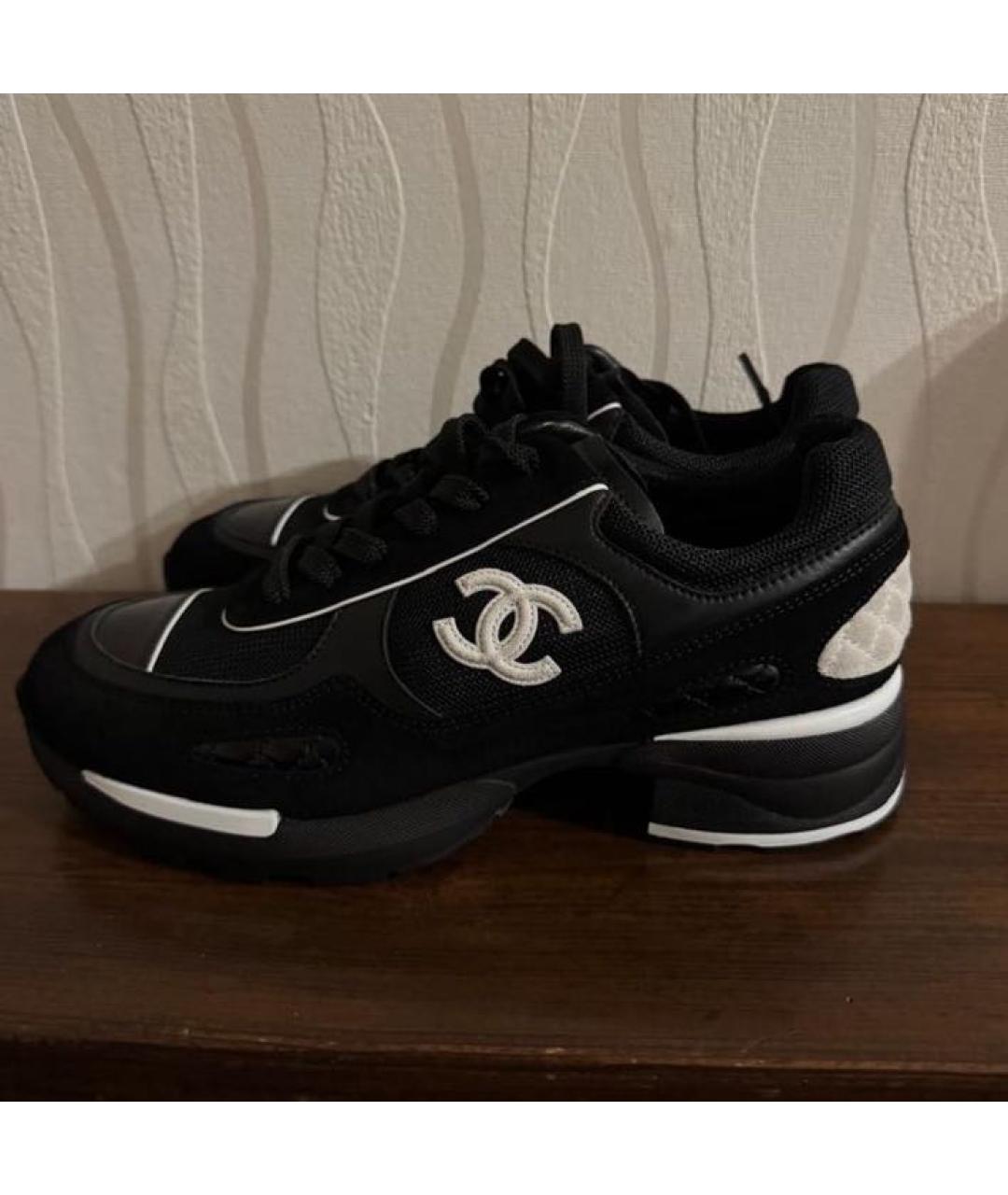 CHANEL Черные кожаные кроссовки, фото 6