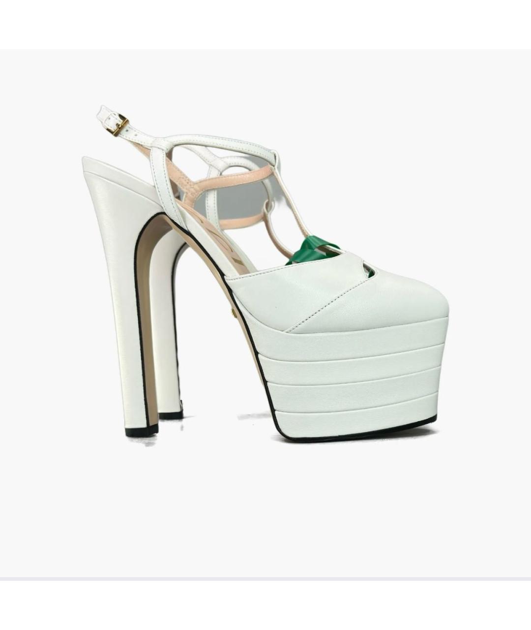 GUCCI Белые кожаные туфли, фото 8