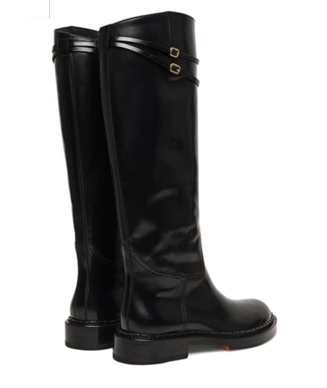 SANTONI Черные кожаные сапоги, фото 4