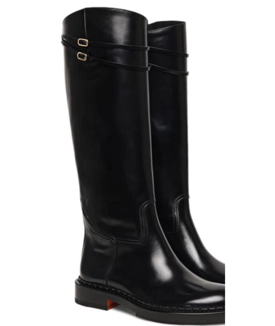 SANTONI Черные кожаные сапоги, фото 6
