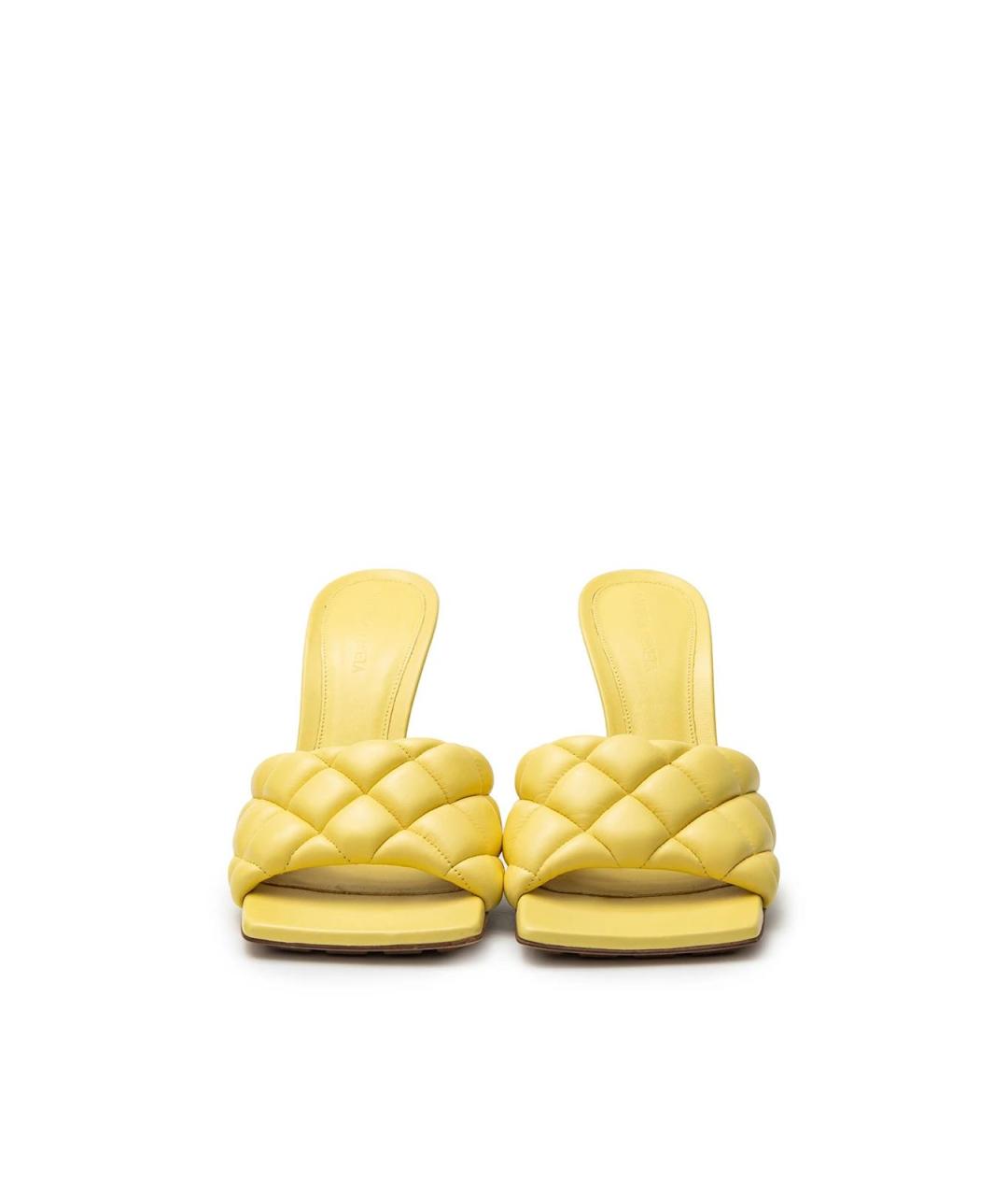 BOTTEGA VENETA Желтые кожаные босоножки, фото 4