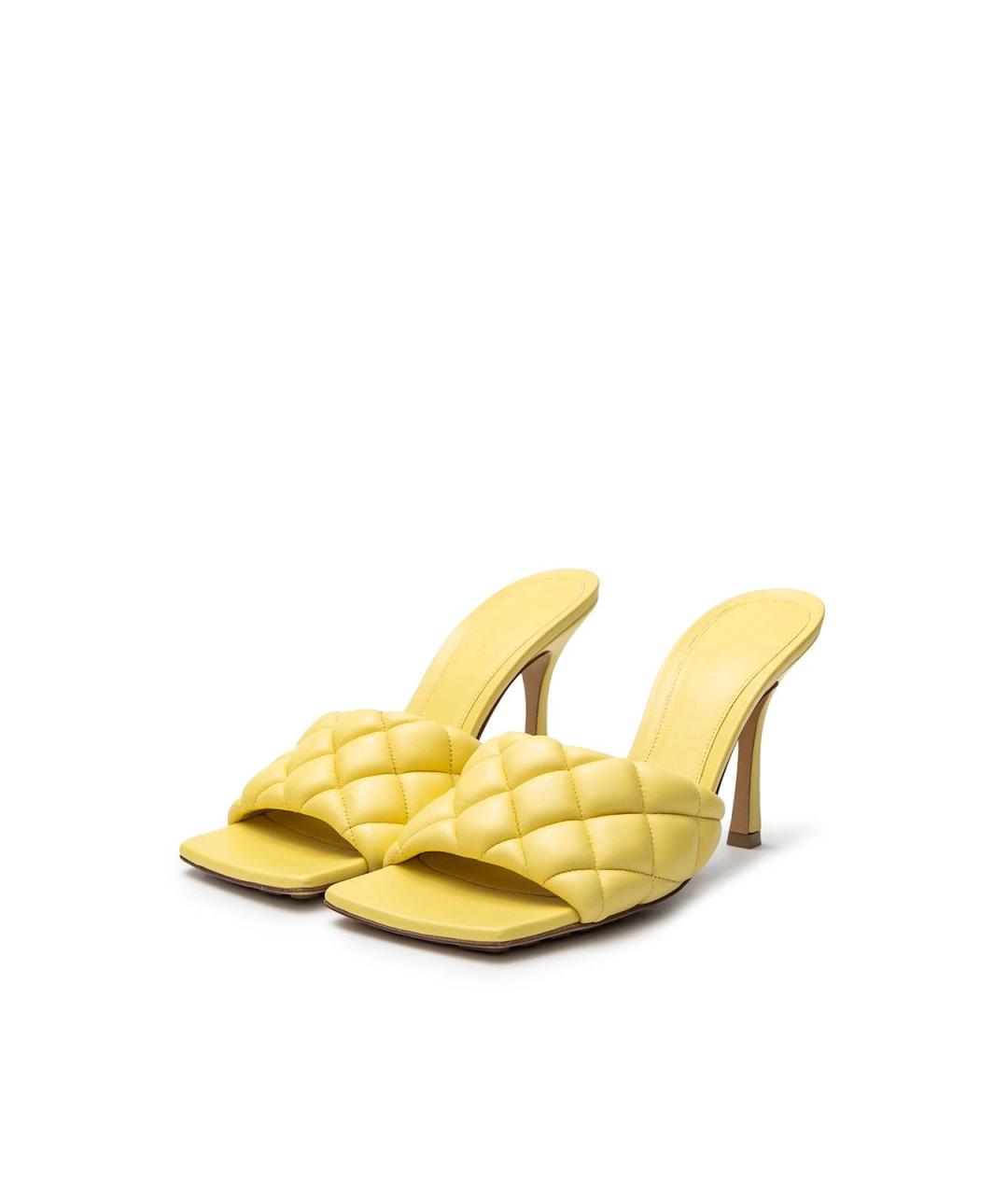 BOTTEGA VENETA Желтые кожаные босоножки, фото 2