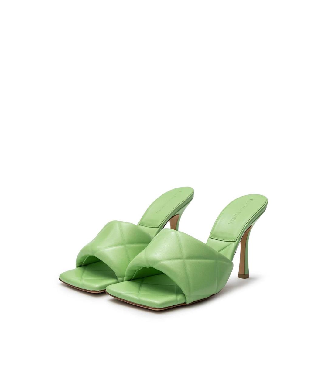 BOTTEGA VENETA Зеленые кожаные босоножки, фото 2