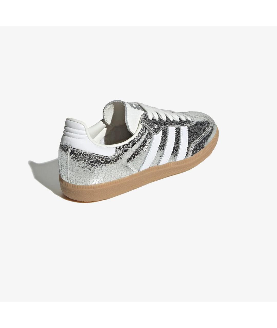 ADIDAS Серебряные кожаные кеды, фото 3