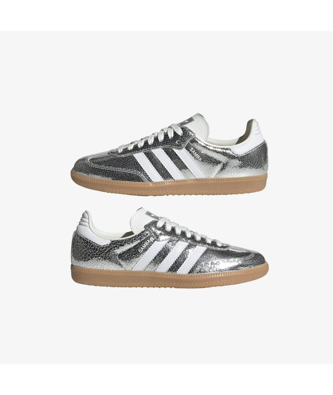 ADIDAS Серебряные кожаные кеды, фото 5