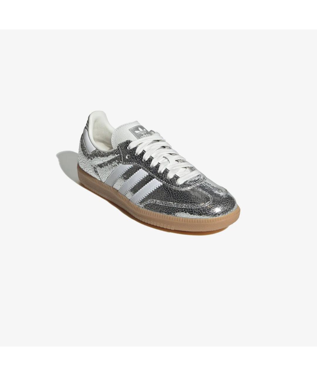 ADIDAS Серебряные кожаные кеды, фото 2