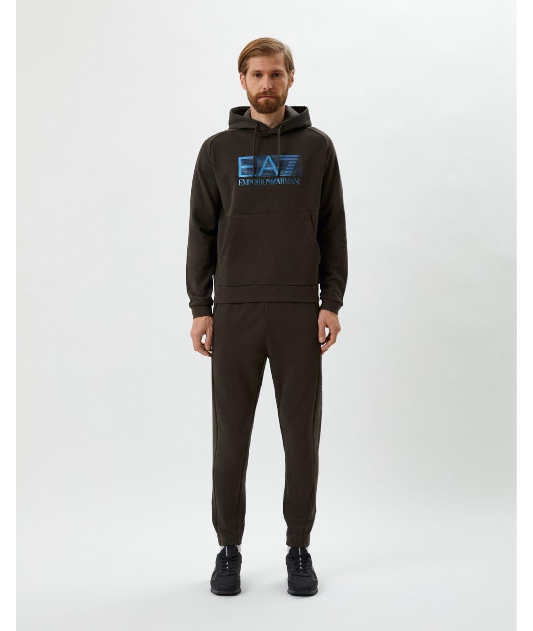 EMPORIO ARMANI Хаки хлопковый спортивный костюм, фото 2