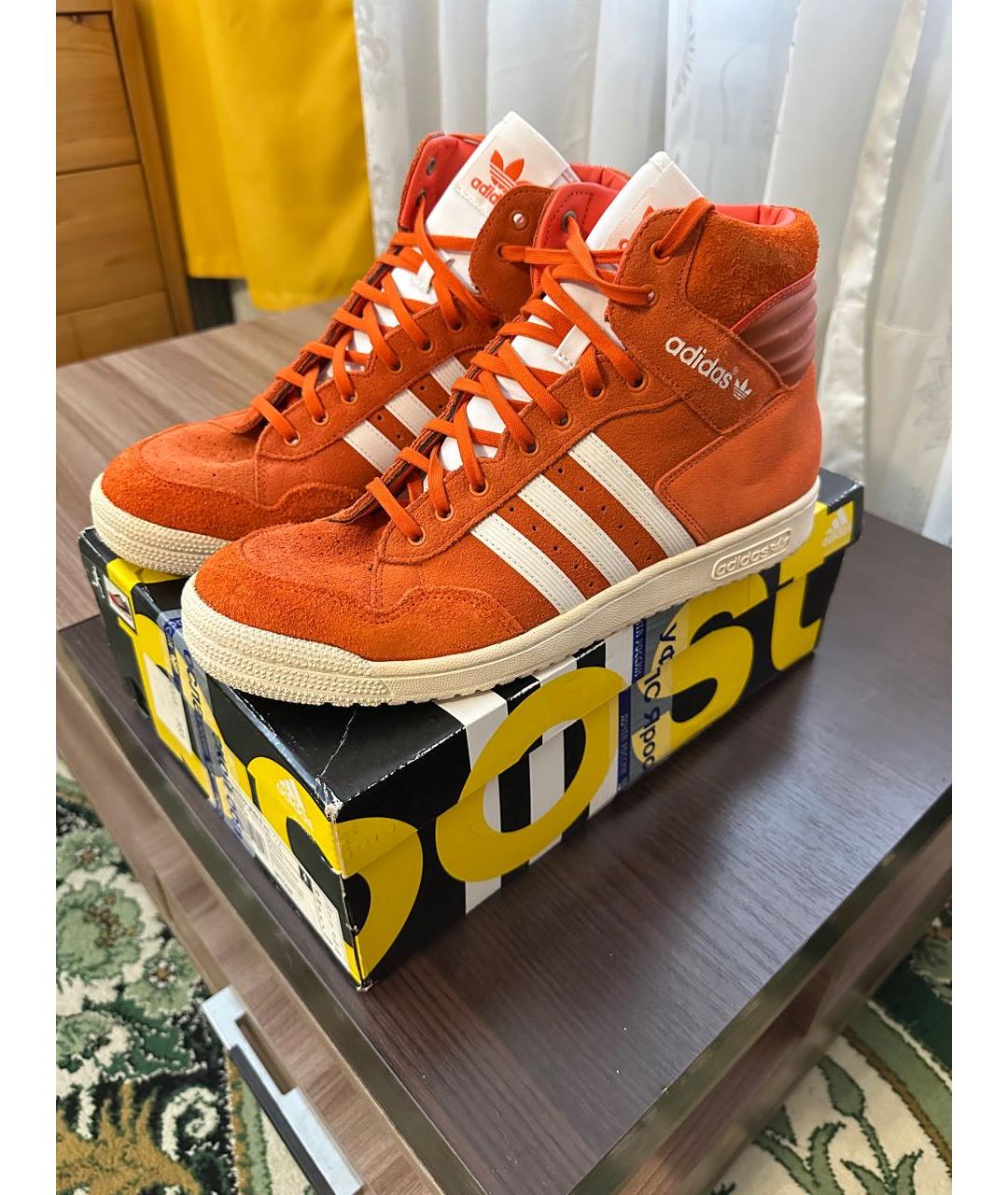 ADIDAS Оранжевое замшевые высокие кроссовки / кеды, фото 2