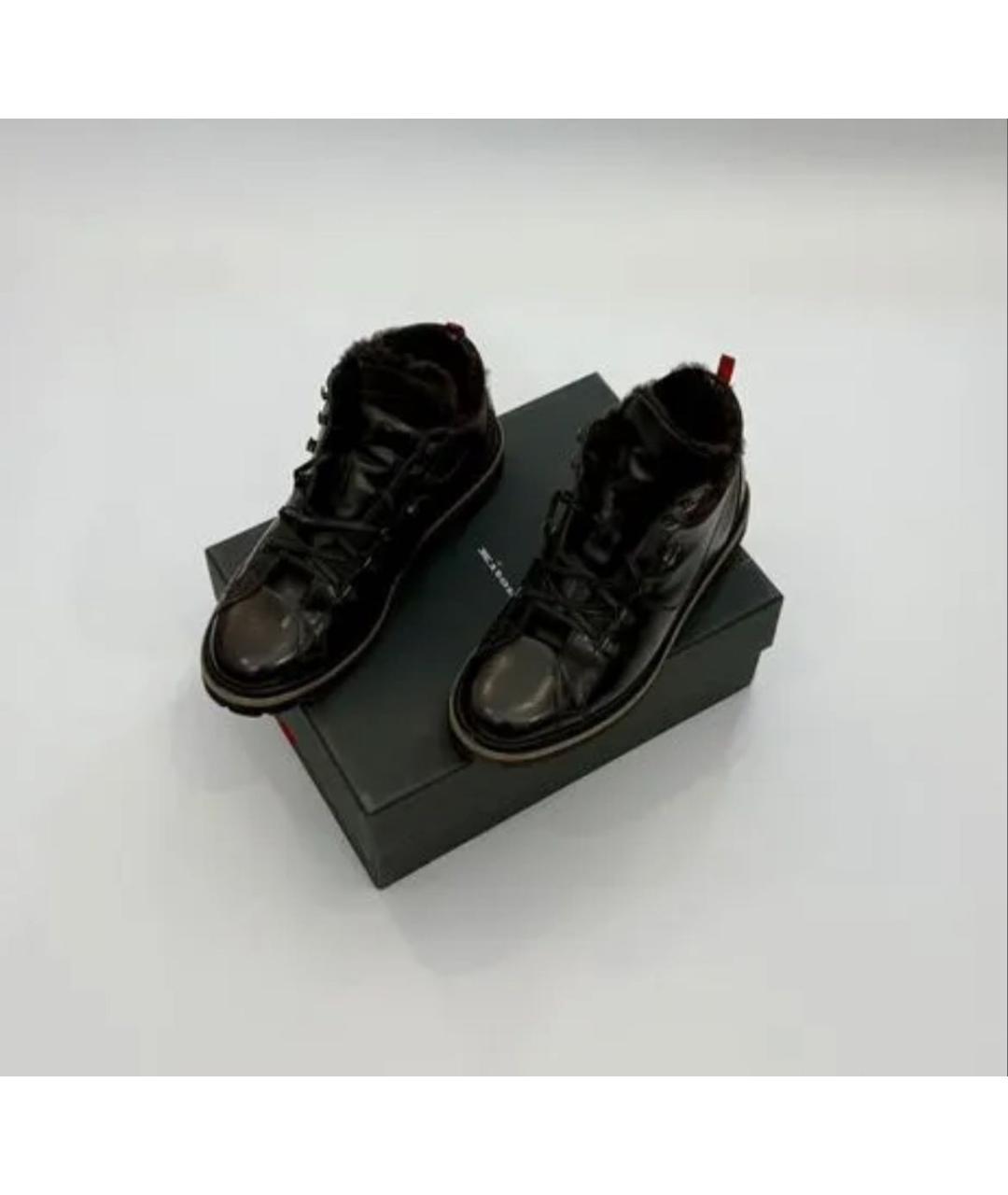 KITON Черные высокие ботинки из лакированной кожи, фото 4