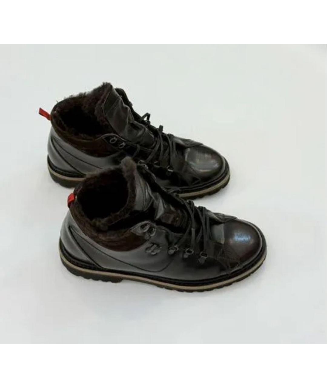 KITON Черные высокие ботинки из лакированной кожи, фото 5