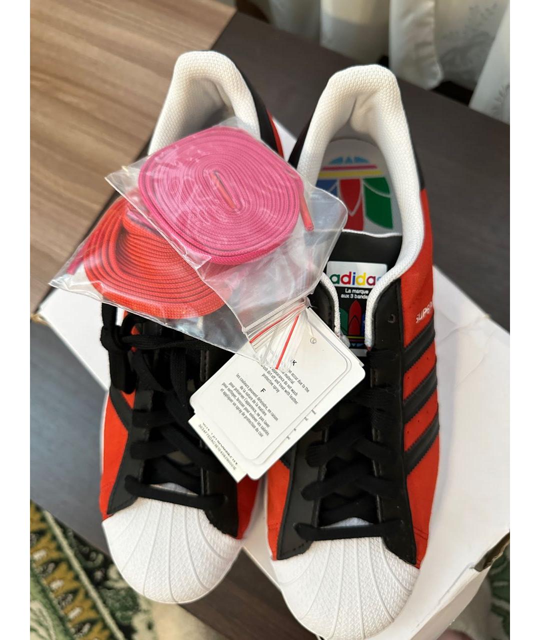 ADIDAS Красные замшевые низкие кроссовки / кеды, фото 3